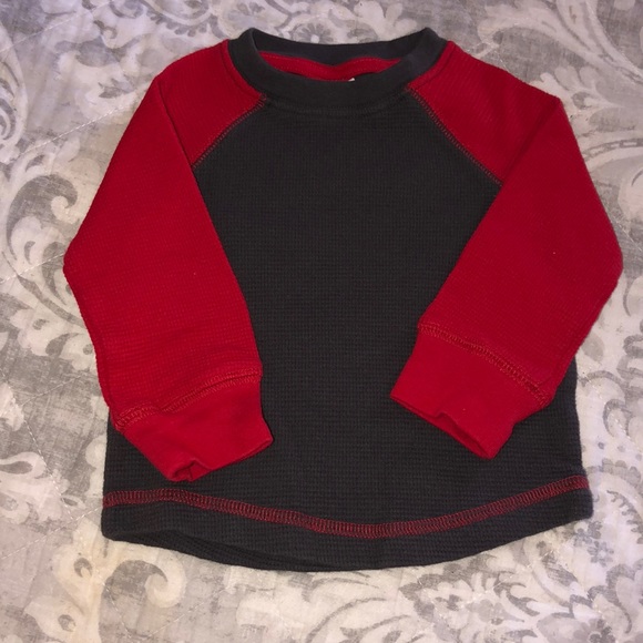 Gymboree Toddler Boy Dark Gray and Red Thermal Long Sleeve - Picture 1 of 2